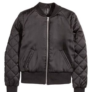 H&M Divided Black Quilted Bomber Jacket